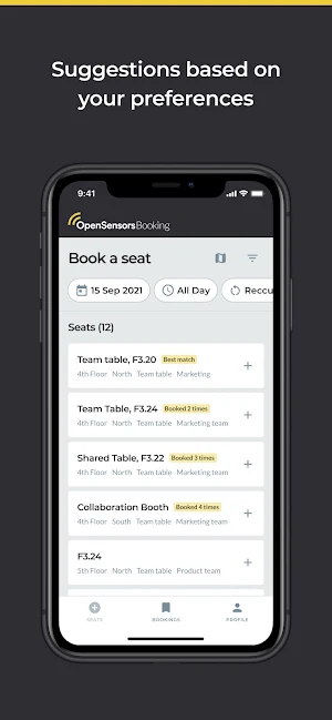 OpenSensors Booking Screenshot 1