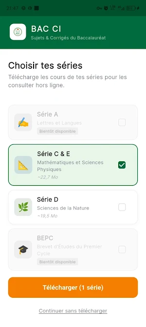 BAC CI - Sujets & Corrigés Screenshot 0