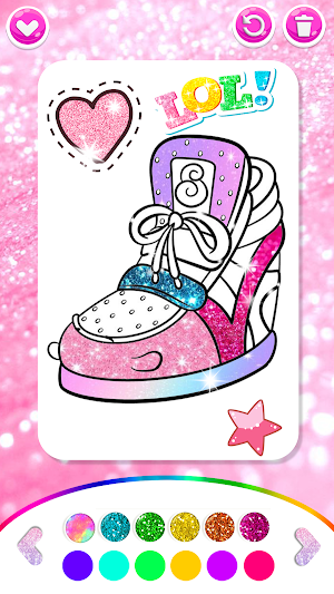 Glitter Rainbow Shoes Coloring Pages For Kids Screenshot 2