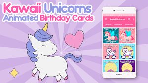 Kawaii Unicorn Birthday Screenshot 3