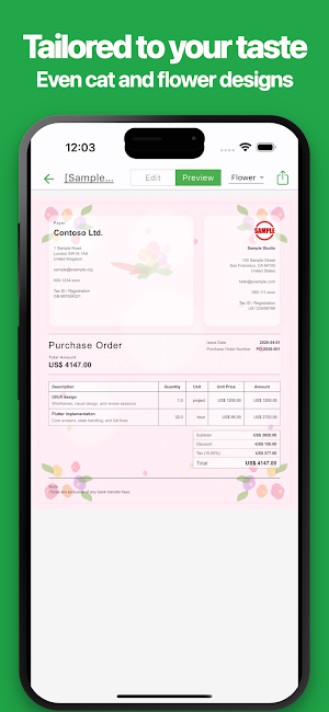 # Simple Purchase Order Screenshot 3
