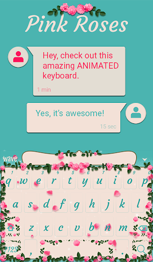 Pink Roses Animated Keyboard + Screenshot 2