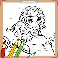 Kawaii Mermaid Coloring
