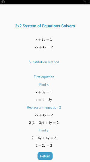 2x2 System of Equation Solvers Screenshot 2
