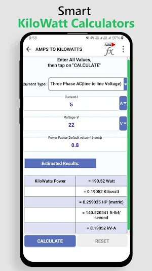 Kilowatt Calculator: kW btu Screenshot 1