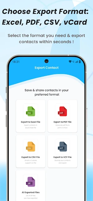 Contacts to Excel, PDF, CSV Screenshot 1
