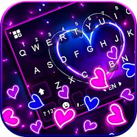 Neon Heart Gravity Keyboard Background
