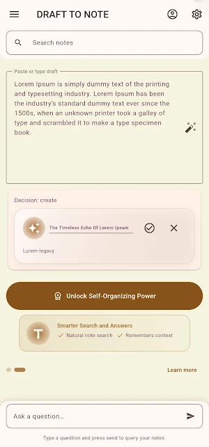 DraftToNote: Self-Organizer Screenshot 0