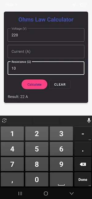 Ohms Law Calculator Screenshot 1