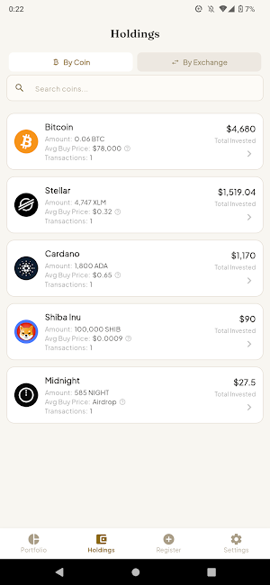Coin stock - Crypto Portfolio Screenshot 1