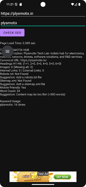 Mini SEO Checker – Website SEO Screenshot 1
