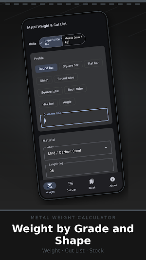 Metal Weight Calculator Screenshot 0