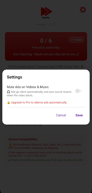 Skipify–Auto Skip Video Ads Screenshot 2