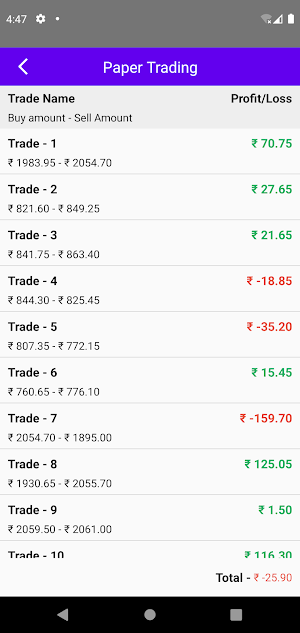 Paper Trading Screenshot 1