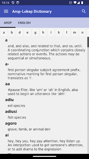 Arop-Lokep Dictionary Screenshot 0