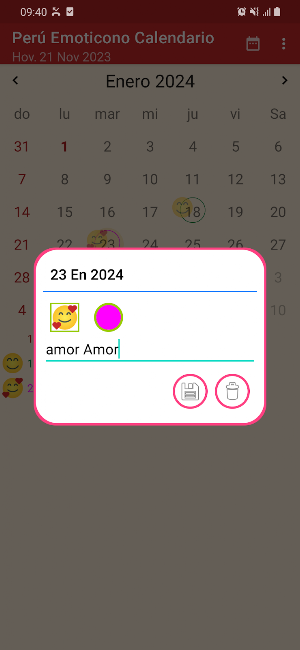 Perú Emoticono Calendario Screenshot 1
