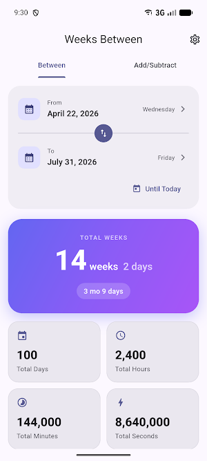 Weeks Between - Date Calc Screenshot 0