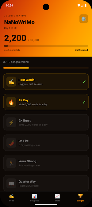 NaNo Tracker — Word Count Log Screenshot 3