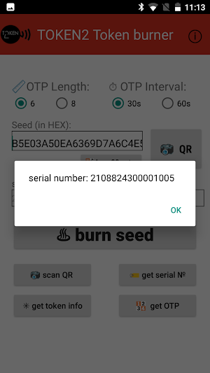 NFC burner for C105 & miniOTP1 Screenshot 1