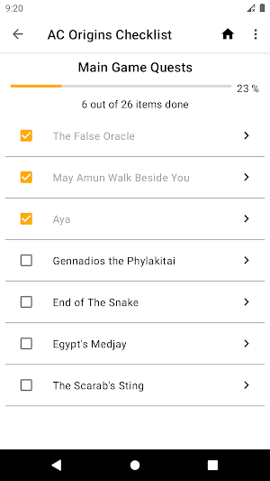 Checklist, Tracker and Guide - AC Origins Screenshot 1