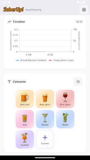 SoberUp! Alcohol tracker. Screenshot 2