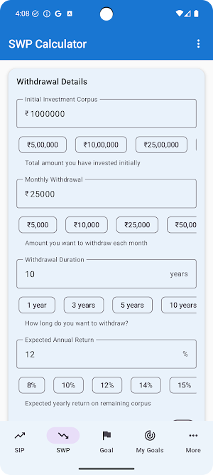 SIP SWP Finance Tracker Screenshot 2