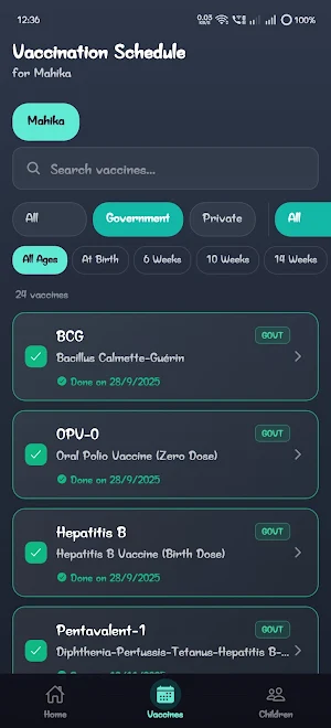 Baby Vaccination Tracker Screenshot 2