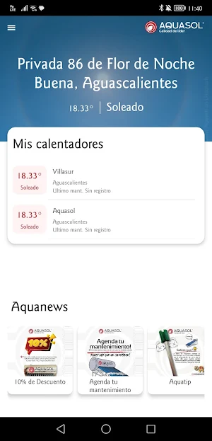 Aquasol App Screenshot 1