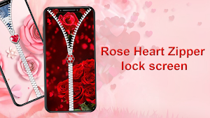 Rose Heart Lock Screen Zipper Screenshot 0