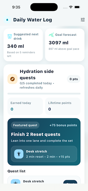 Daily Water Log Screenshot 1