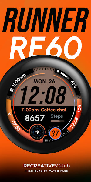 RE60 - Runner Watch Face Screenshot 2