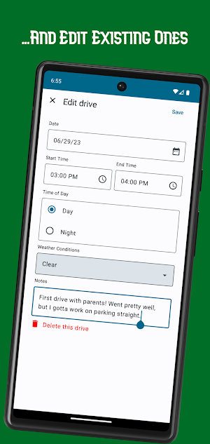 Student Driving Log Screenshot 2