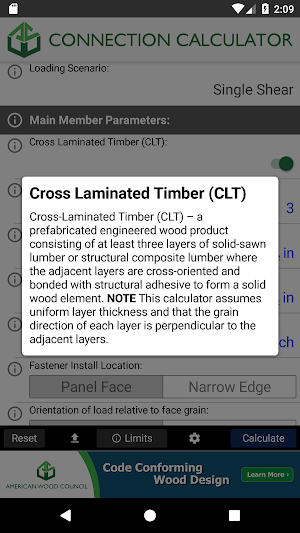 AWC Connection Calc Screenshot 2