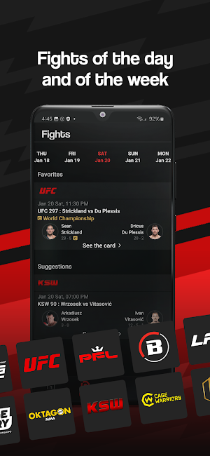 FightApp - MMA Results Screenshot 1