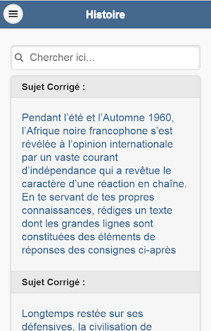 Histoire : Sujets Corrigés Screenshot 0