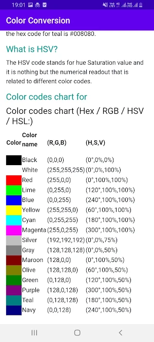 Color code conversion app Screenshot 2