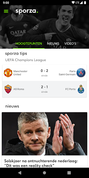 sporza voetbal Screenshot 0
