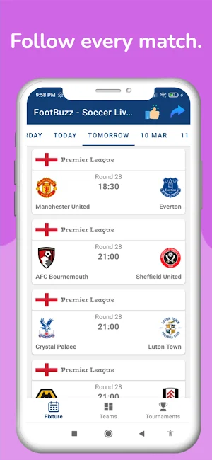 FootBuzz - Soccer Live scores Screenshot 0