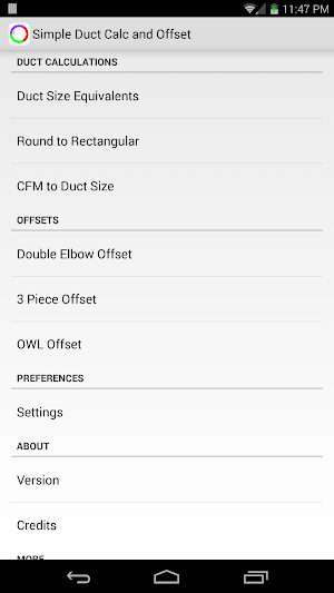 Simple Duct Calculator Deluxe Screenshot 0