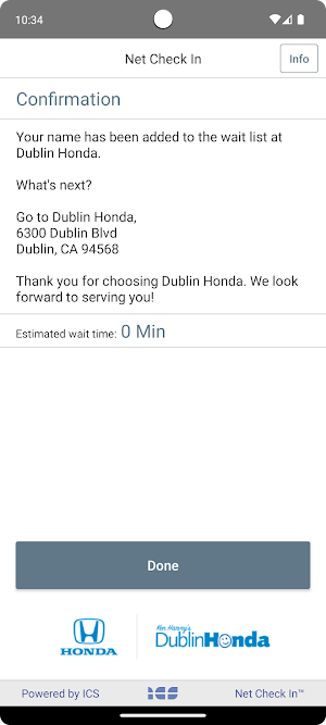 Net Check In - Dublin Honda Screenshot 2
