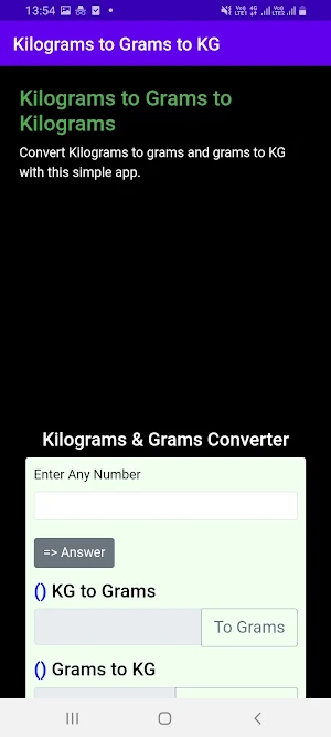 Kilograms to Grams Screenshot 0