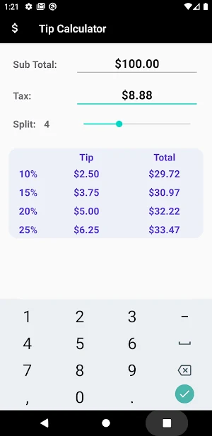 Tip Calculator Screenshot 1