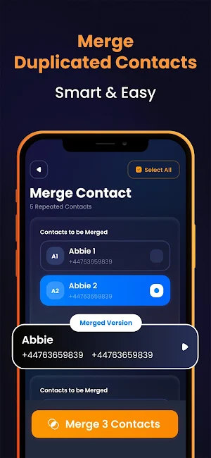 Contacts Backup Merge & Delete Screenshot 1
