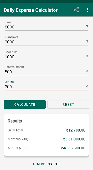 Daily Expense Calculator Screenshot 2