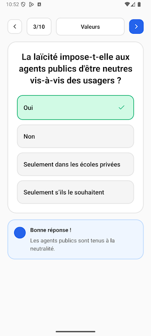 Civic Exam 2026: QCM France Screenshot 1