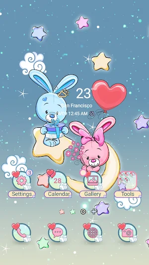 Rabbits in Night Sky-Wallpaper Screenshot 0