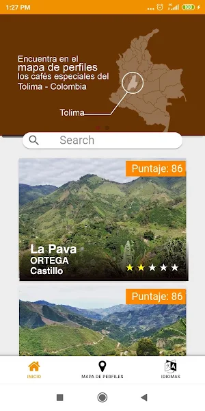 Cafés especiales - Mapa de perfiles Screenshot 1