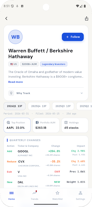 Whalex: Insider & 13F Tracker Screenshot 1