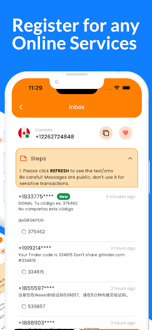 Receive SMS Online Temporary Screenshot 2