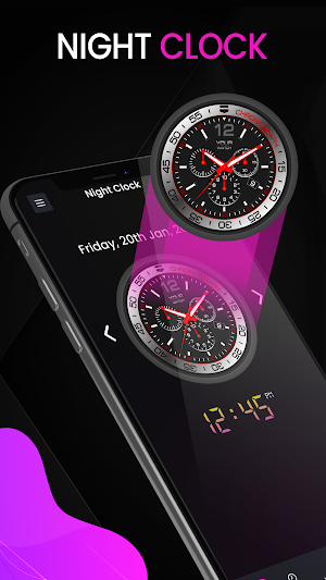 Analog Night Clock Wallpaper Screenshot 2